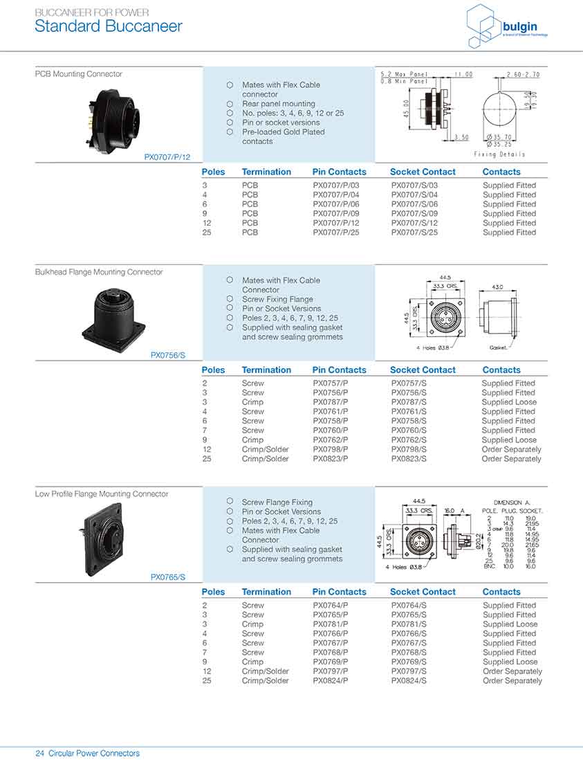 標準系列電源連接器配件PX0734,PX0733附件 標準系列電源連接器配件PX0734,PX0733附件