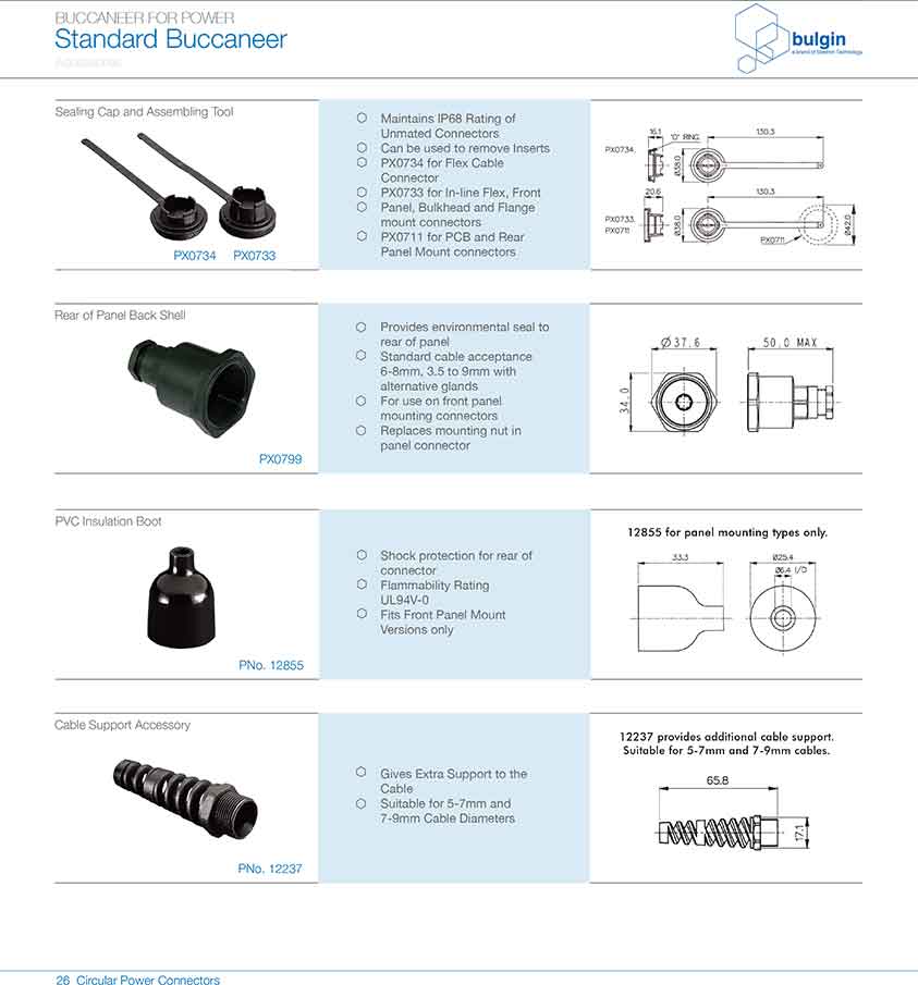 標準系列電源連接器配件PX0734,PX0733規格說明 標準系列電源連接器配件PX0734,PX0733規格說明