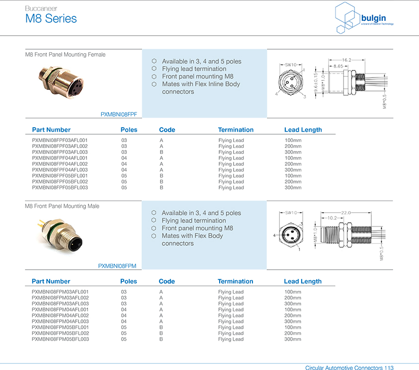 M8型 4芯母后鎖連接器選型 M8型 4芯母后鎖連接器選型