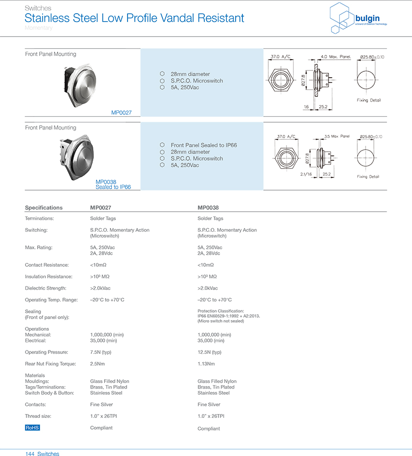 MP0027小尺寸防破壞按鈕開關(guān)選型 MP0027小尺寸防破壞按鈕開關(guān)選型