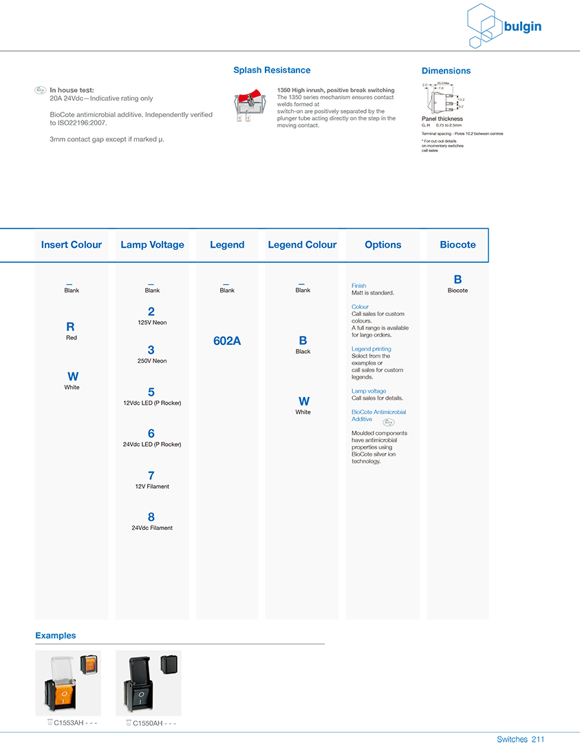 1550標(biāo)準(zhǔn)和1350高電涌開(kāi)關(guān)功能表 1550標(biāo)準(zhǔn)和1350高電涌開(kāi)關(guān)功能表