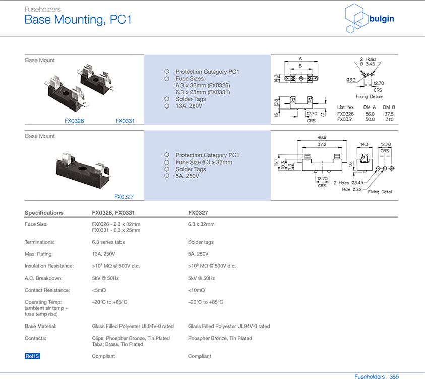 FX0327底座安裝保險絲座型號 FX0327底座安裝保險絲座型號