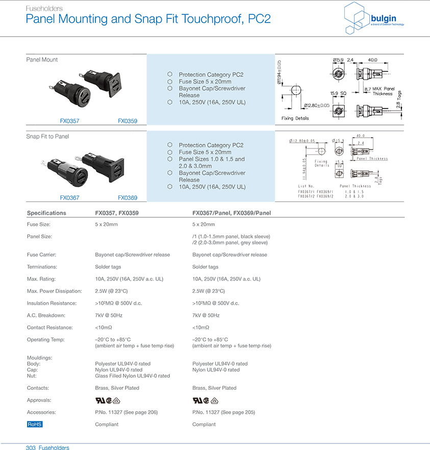 FX0367防觸摸保險絲座選型 FX0367防觸摸保險絲座選型