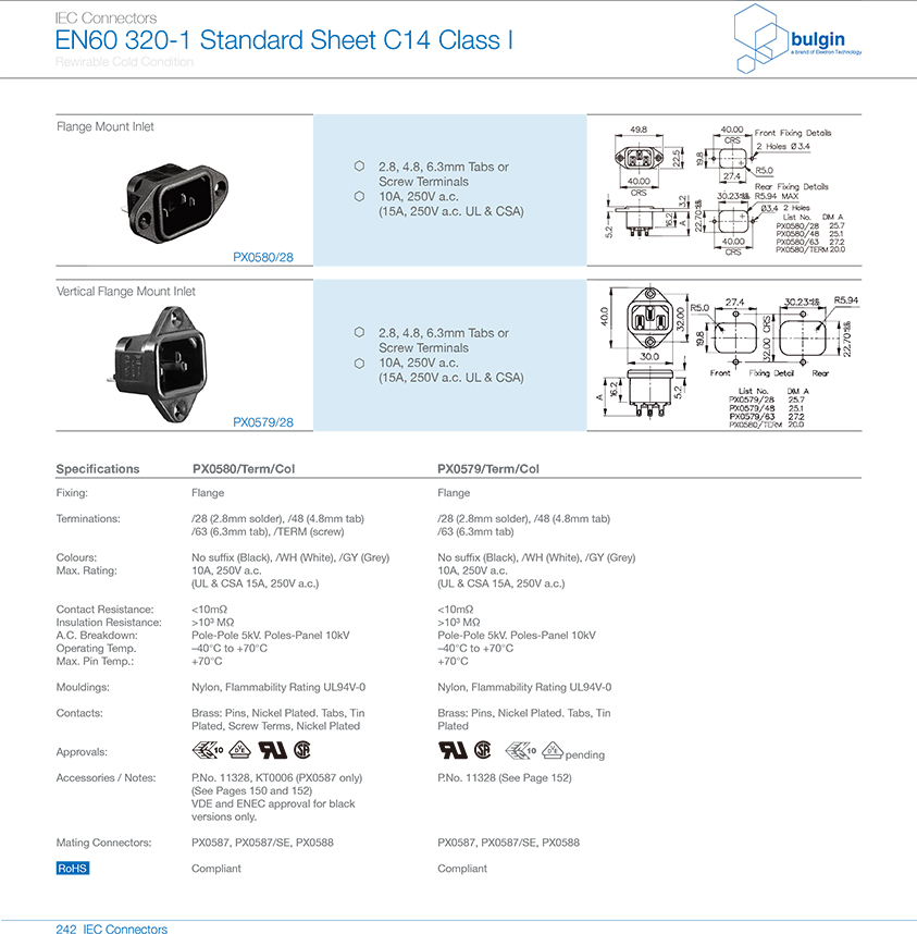 PX580系列法蘭安裝插座選型 PX580系列法蘭安裝插座選型